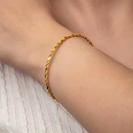 Gümüş Gold İkili Burgu Kadın Bilezik - Yüzük Ölçüsü: 5-9-cm