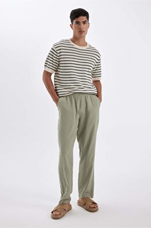 DeFacto Relax Fit Dar Paça Keten Karışımlı Pantolon C1140AX24SMGN497