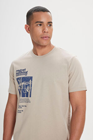 Comfort Fit Rahat Kesim %100 Pamuk Bisiklet Yaka Tişört