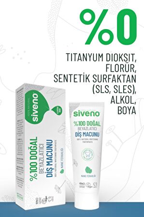 Siveno %100 Doğal Diş Macunu Beyazlatıcı Nane Ferahlığı Florürsüz 65 Gr