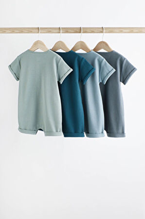 Next Baby % 100 Pamuklu Mavi Nevürlü 4’lü Romper Set