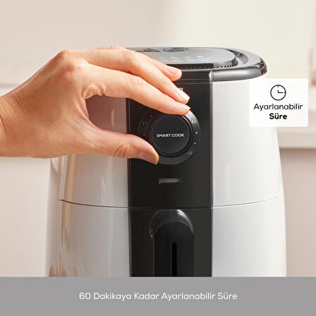 Karaca Smart Cook 60 Dakikaya Kadar Zaman Ayarlı Compact Airfryer Krem 2 Kişilik