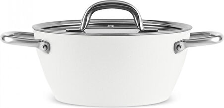 Karaca x Refika Birgül Swiss Crystal Metal Kulplu Tencere 20 Cm Creamy