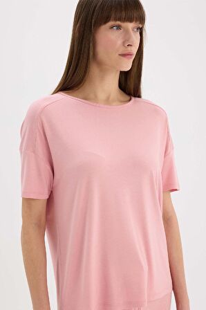 DeFacto Pijama Takımı Kısa Kollu Üst Esnek Belli Geniş Paça Altı-Fall in Love D8454AX25SPBR80