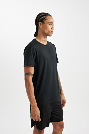 DeFactoFit Siyah Standart Fit Normal Kesim Bisiklet Yaka Sporcu Kısa Kollu Tişört C9175AX24AUBK81