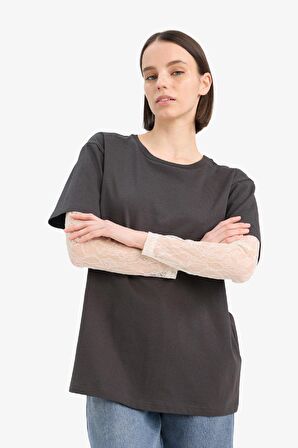 Coool Oversize Geniş Kalıp Bisiklet Yaka Uzun Kollu Tişört