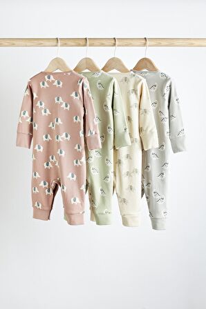 % 100 Pamuklu Neutral Printed 4’lü Tulum Set