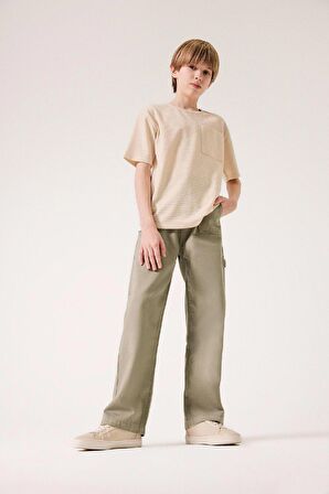 Erkek Çocuk Wide Leg Standart Paça Gabardin Pantolon