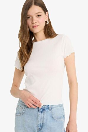 Regular Fit Bisiklet Yaka 2'li Fitilli Kaşkorse Kısa Kollu Tişört