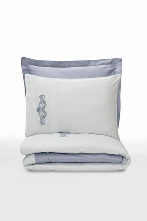 Cotton Box Brode Nakışlı Çift Kişilik Saten Nevresim Takımı Bianna Gri
