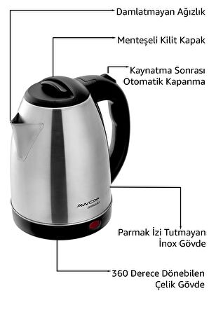 Awox Armada Su Isıtıcı Kettle 1.8 Lt. Inox
