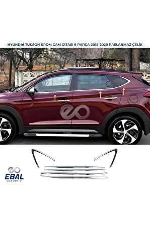 Hyundai Tucson Krom Cam Çıtası 6 prç. 2015 ve üzeri P.Çelik