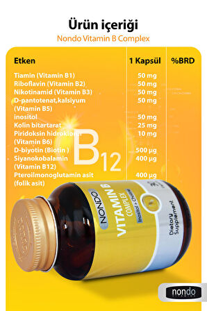 Nondo Vitamin B Complex 30 Kapsül