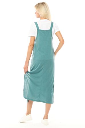 defy's Kadın Askılı Yırtmaçlı Elbise Mint