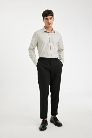 DeFacto Modern Fit Modern Kesim Poplin Düz Pamuk Karışımlı Uzun Kollu Gömlek D3375AX24AUGR297