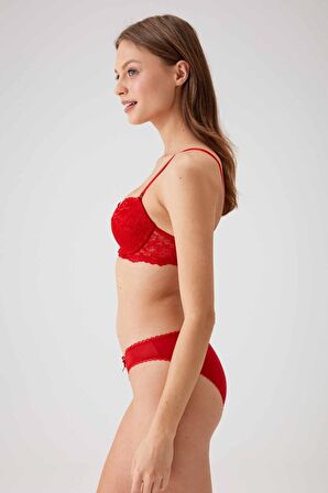 Kadın Kırmızı 4560 Balenli Desteksiz Sütyen Takım