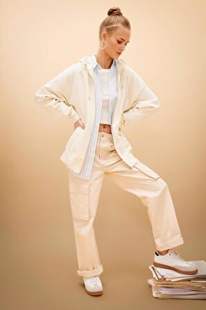DeFacto Gabardin Pantolon Straight Fit Standart Boy Yüksek Bel Kargo Cepli B0625AX24SPBG359