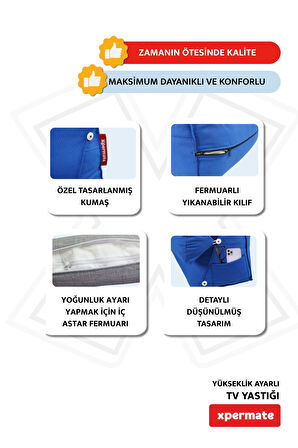 XPERMATE Tv Yastığı Bel Destek Yastığı Sırt Yastığı Boyun Destekli Yastık Ameliyat Sonrası Yastık Koyu Mavi