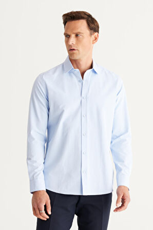 Altınyıldız Classics Slim Fit Klasik Yaka Açık Mavi Erkek Gömlek 4A2024100012