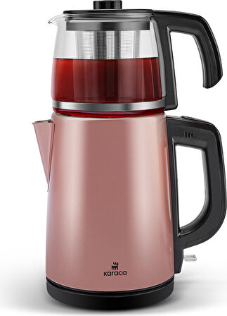 Karaca Tea Glass 2 In 1 Çelik Çay Makinesi Ve Kettle Rosegold