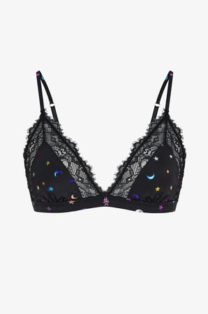 Siyah Micro Lace Triangle Sütyen