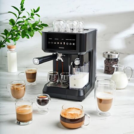 Karaca MyCaffe Barista S10 Entegre Süt Hazneli Otomatik Espresso Latte ve Cappuccino Mak. MatteBlack