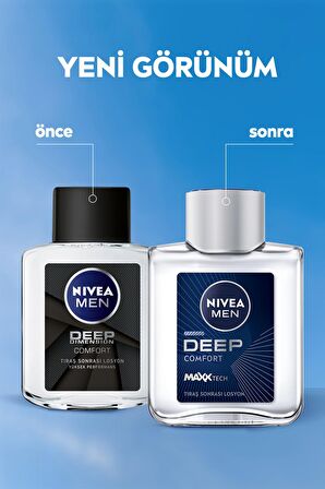 Nivea MEN Erkek Tıraş Sonrası Losyon Deep Dimension Comfort 100ml, Erkeksi Koku, Yüksek Performans