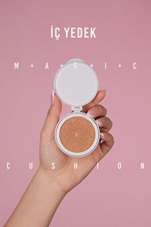 Yüksek Kapatıcı Yarı Mat SPF50+ PA+++ Fondöten İç Yedek 15g Magic Cushion Cover Lasting No.21
