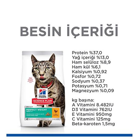 Hill's Perfect Weight Yetişkin Tavuk Kedi Mama 2,5K