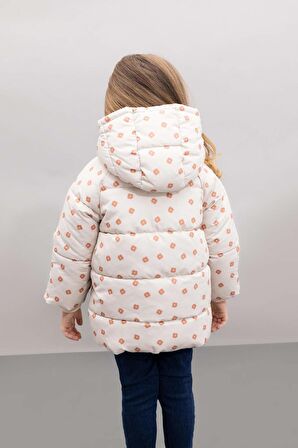 DeFacto Kız Bebek Çiçekli Kapüşonlu Şişme Mont C5313A524AUER37