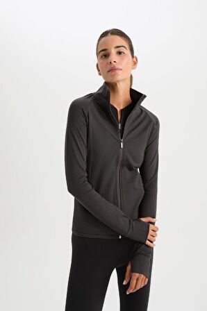 DeFactoFit Fitted Dik Yaka Çift Cepli Fermuarlı Sporcu Hırka B3985AX25SPAR231