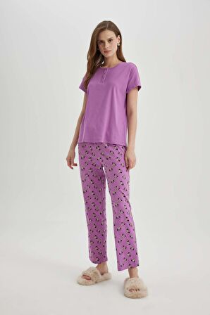 DeFacto Fall in Love Regular Fit Bisiklet Yaka Kısa Kollu Casual Pijama Üstü Z5331AZ24SPPR489