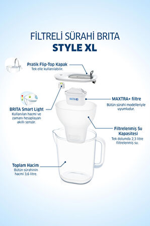 Brita Style XL 3.6 lt Filtreli Su Arıtma Sürahisi