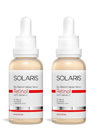 Solaris Onarıcı & Besleyici Retinol Cilt Bakım Serumu 30 ml x 2 Adet (1% Retinol ve Hyaluronic Acid)