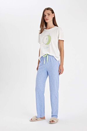 DeFacto Fall in Love Regular Fit Baskılı Kısa Kollu Pijama Takımı C4993AX24AUBE553