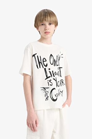 DeFacto Erkek Çocuk Bisiklet Yaka Baskılı Kısa Kollu Tişört E0963A825SMWT32