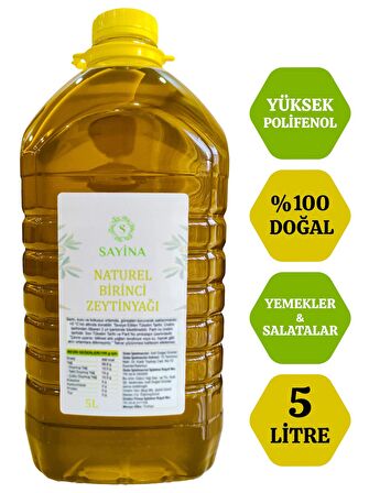 Naturel Birinci Zeytinyağı 5 Litre Yemekler ve Salatalar İçin