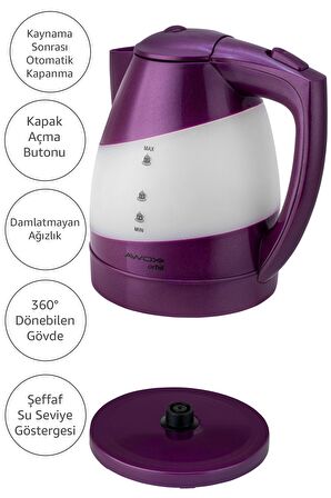 Awox Orbit Gizli Rezistanslı Kettle Mürdüm