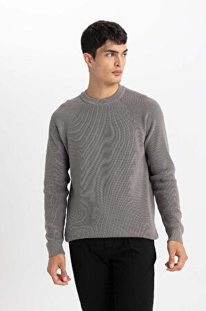 DeFacto Standart Fit Normal Kesim Bisiklet Yaka Basic Düz Triko Kazak A8458AX24SPGR308