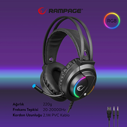 Rampage Fitment Gaming Set ( Klavye Mouse Kulaklık Mousepad )
