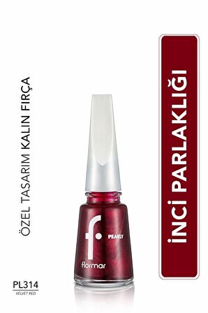 Flormar Sedefli Parlak Oje (BORDO) - Pearly Nail Enamel - Pl314 Velvet Red - 8682536035453