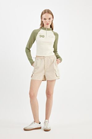 DeFacto Coool %100 Pamuk Regular Fit Normal Bel Kısa Paça Gabardin Şort A3688AX24HSBG155