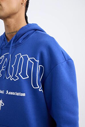 DeFactoFit NBA Miami Heat Boxy Fit Kapüşonlu Kanguru Cepli Kalın Sweatshirt D3229AX24WNBE181