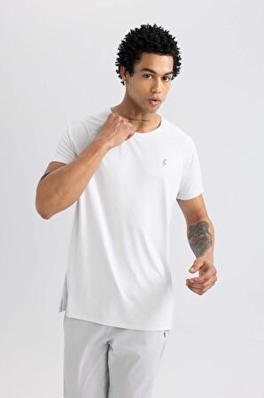 DeFactoFit Standart Fit Bisiklet Yaka Baskılı Sporcu Ağır Kumaş Kısa Kollu Tişört B5150AX24SPGR91