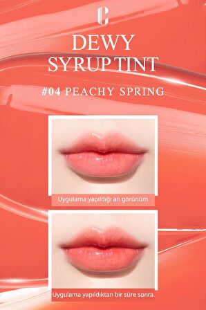 Işıltılı Renklerde, Nemlendirici, Uzun Süre Kalıcı Tint Clio Dewy Syrup Tint (04 Peachy Spring)