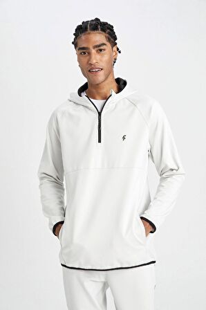 DeFactoFit Standart Fit Kapüşonlu Pike Sporcu Sweatshirt C9181AX24AUGR493