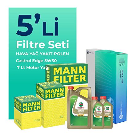 MANN Mercedes C200 Dizel Filtre Bakım Seti Castrol Motor Yağlı (2018-2021) 5 Li