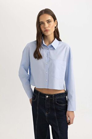 DeFacto Crop Oxford Uzun Kollu Gömlek C4598AX24SMBE40
