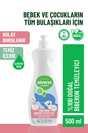 Siveno %100 Doğal Emzik Ve Biberon Temizleyicisi Bitkisel Elde Bulaşık Sabunu Nemlendirici Vegan 500 ml