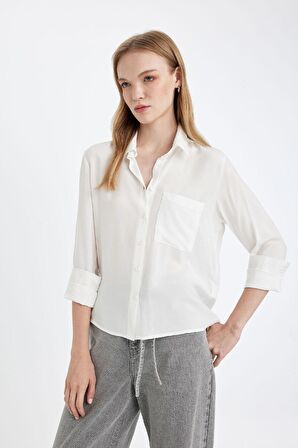DeFacto Regular Fit Basic Düz Düğmeli Uzun Kollu Gömlek N2518AZ24AUWT32